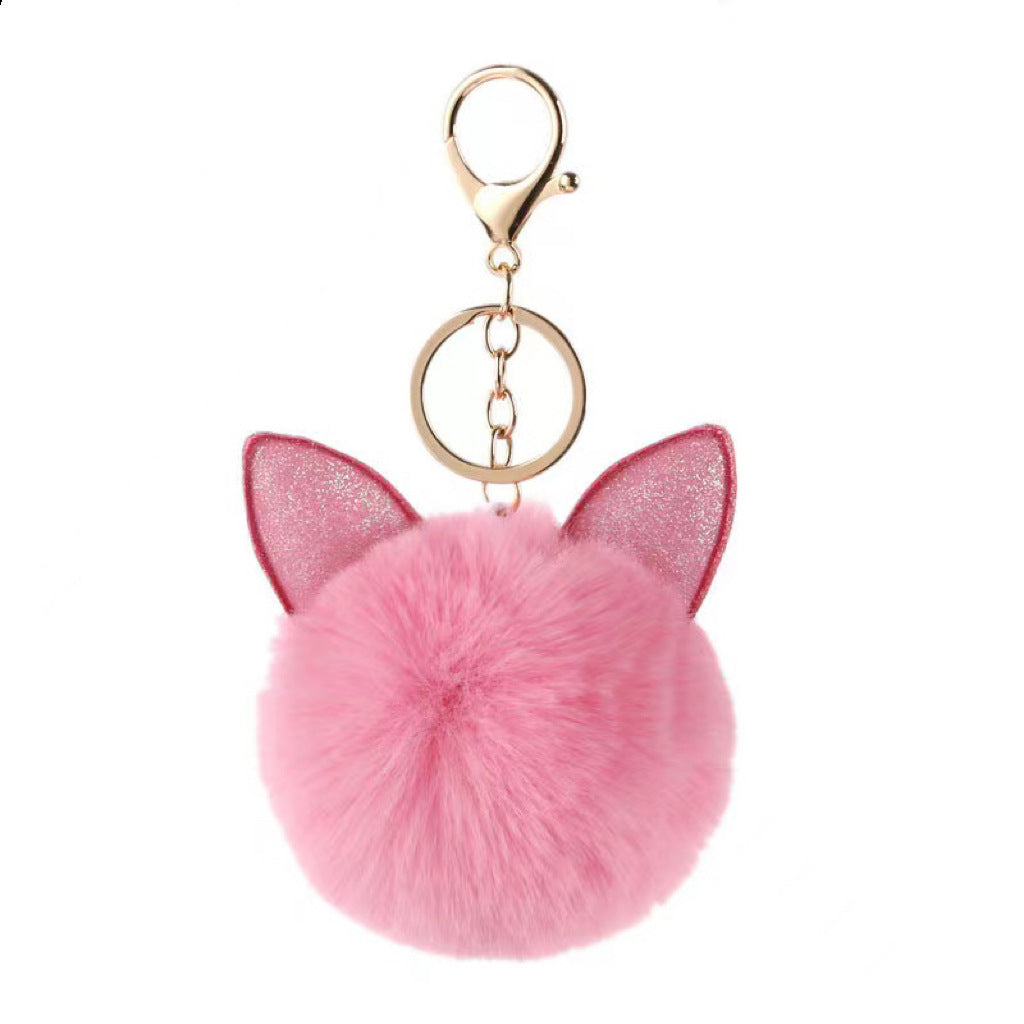 Wholesale Plush rabbit ears ethnic ball keychain